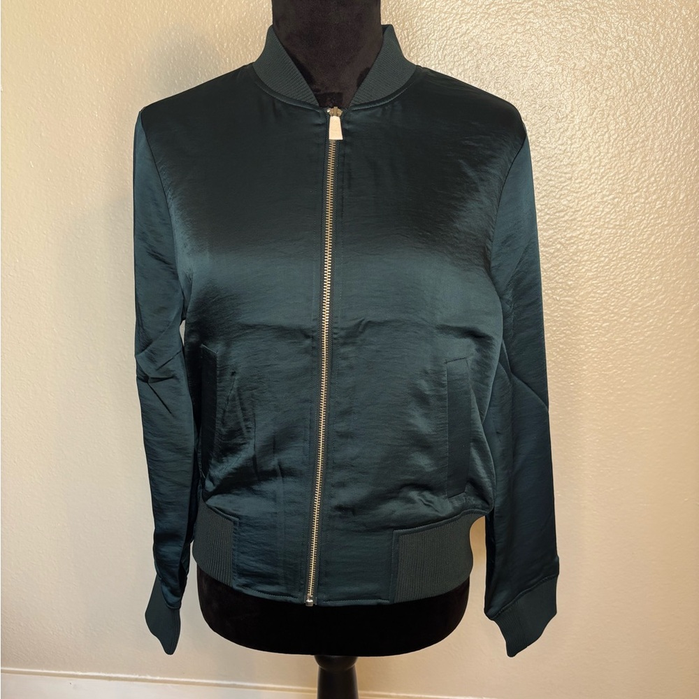 Universal Standard Deep Sea New Satin Bomber Jacket Size 4XS NWT